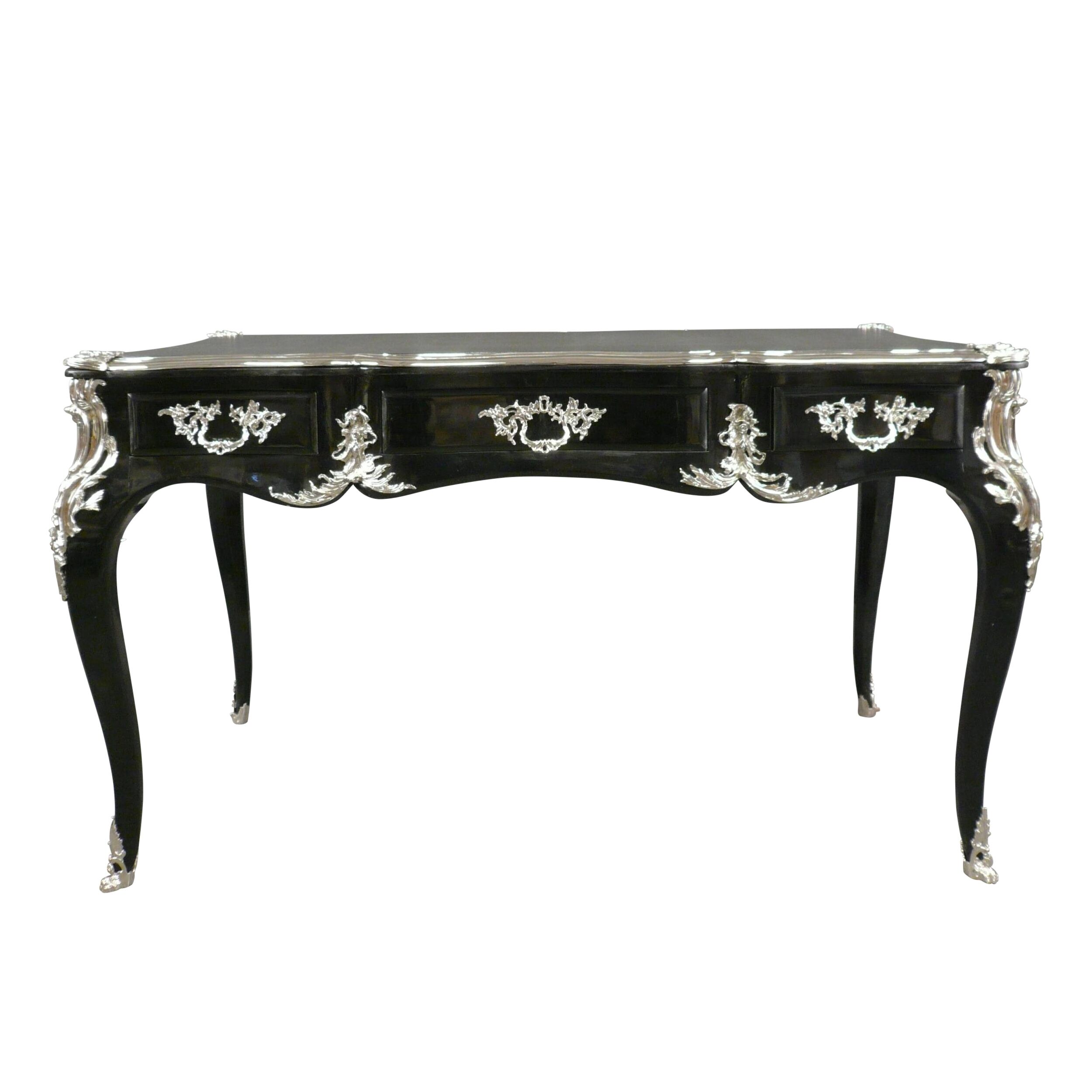 Bureau Baroque Palazzo INT Avec Incrustations – 3 Tiroirs, Style Rococo, Marron/vert, Neuf