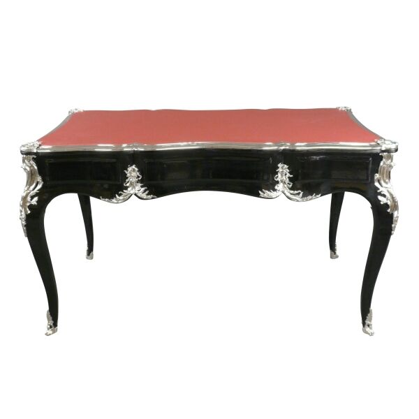 Bureau baroque noir sous main rouge 2 Bureau noir baroque noir sous main rouge - Meuble baroque