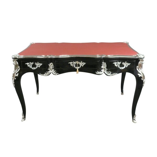 Bureau baroque noir sous main rouge 3 Bureau baroque noir dessus bordeaux