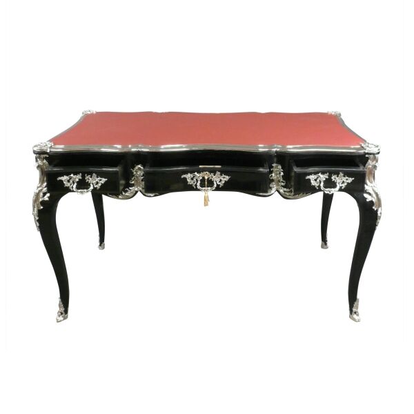 Bureau baroque noir sous main rouge 4 Bureau noir baroque noir sous main rouge