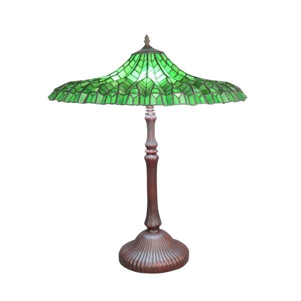 Lampe Tiffany Lotus verte 1 Lampe Tiffany Lotus verte - lampes Tiffany
