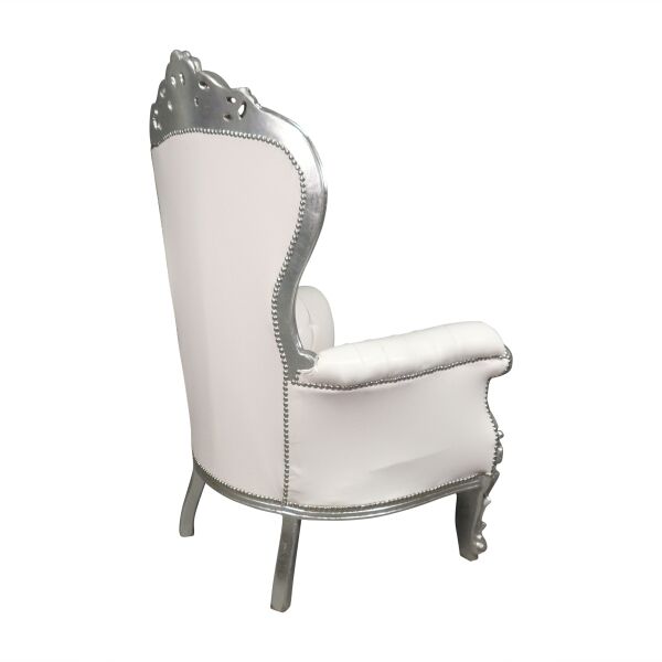 Fauteuil baroque trône blanc et bois argent 3 Trône baroque blanc et bois argent - Fauteuils baroque