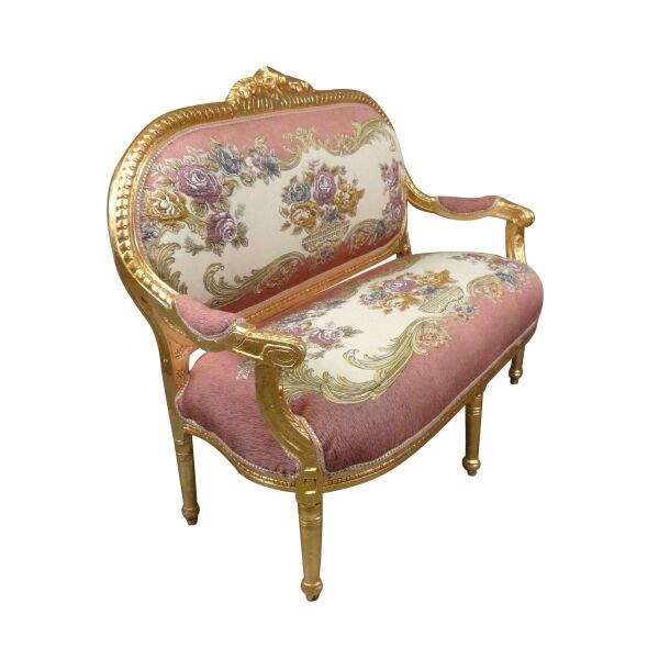 Canapé Louis XVI royal rose 3 Canapé Louis XVI royal rose style château