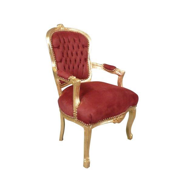 Fauteuil Louis XV baroque rouge et or 4 Fauteuil Louis XV baroque rouge et or