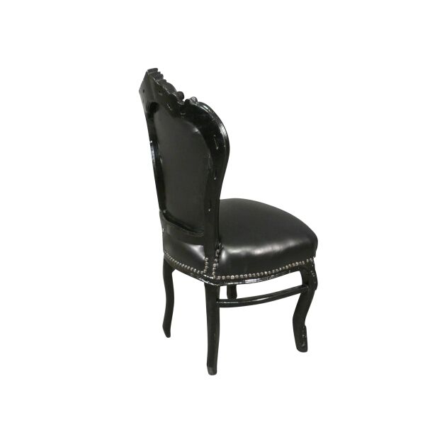 Chaise baroque en bois laqué noir et PVC 4 Chaise baroque en bois laqué noir et PVC - Meubles rococo