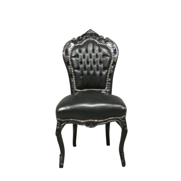 Chaise baroque en bois laqué noir et PVC 3 Chaise baroque en bois laqué noir et PVC - Meuble baroque