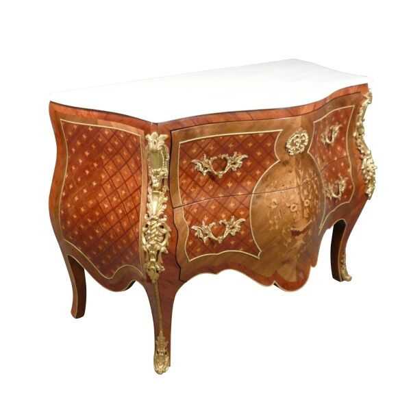 Commode Louis XV en loupe de noyer 2 Commode Louis XV en loupe de noyer