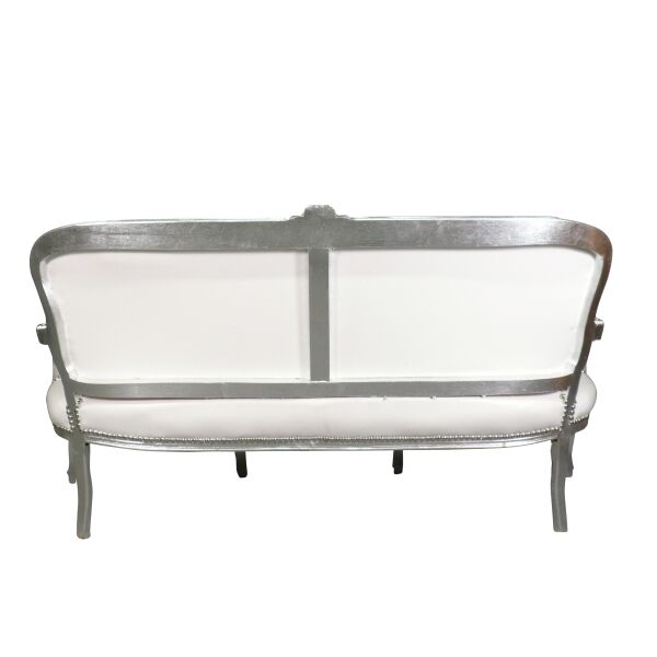 Canapé Louis XV blanc et argent 3 Canapé Louis XV blanc et argent