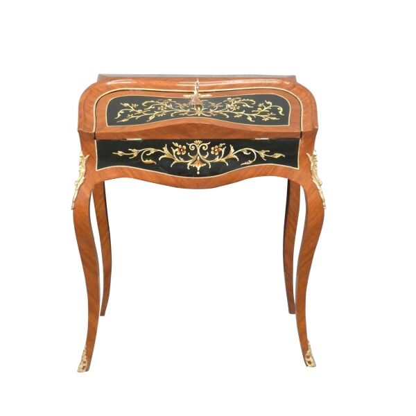 Bureau de pente Louis XV peinture fleurie 5 Bureau de pente Louis XV peinture fleurie - Meubles de bureau