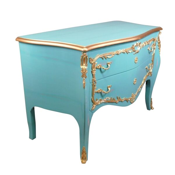 Grande commode baroque bleue 2 Grande commode baroque bleue vintage