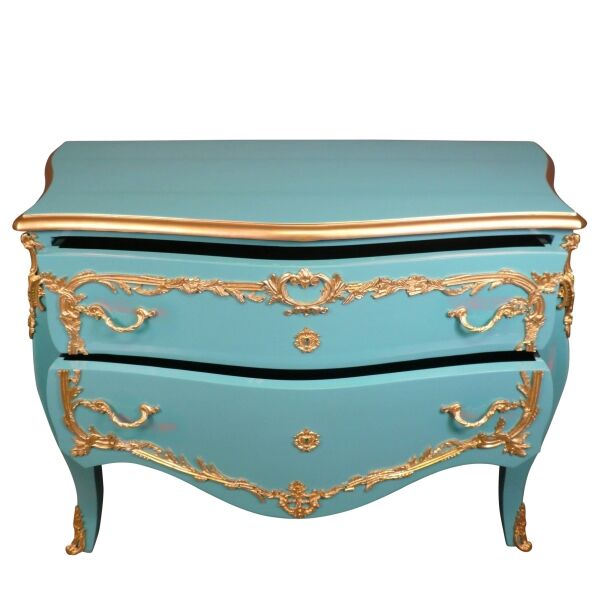 Grande commode baroque bleue 3 Grande commode baroque bleue style vintage