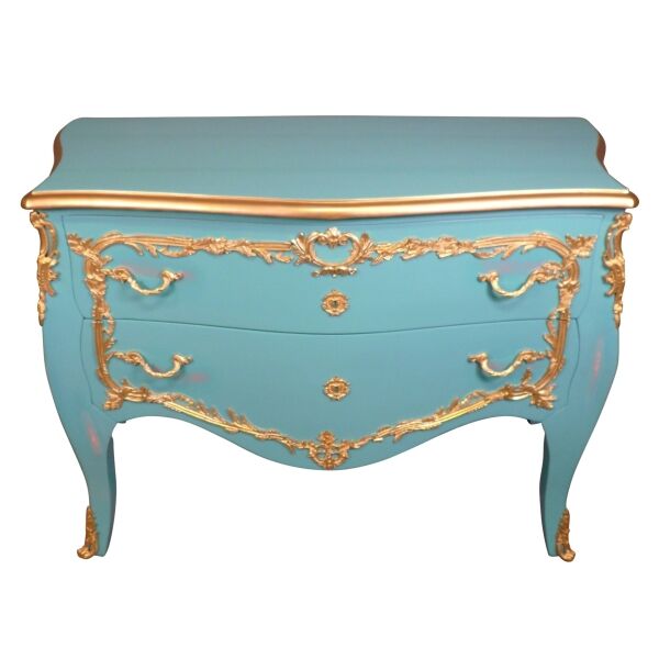 Grande commode baroque bleue 4 Grande commode style baroque bleue