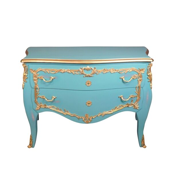 Grande commode baroque bleue 5 Grande commode baroque bleue rococo