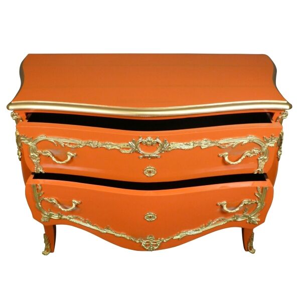 Grande commode baroque orange 4 Grande commode style baroque orange