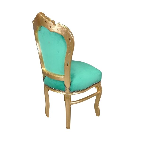 Chaise baroque en velours vert 3 Chaise baroque moderne en velours vert
