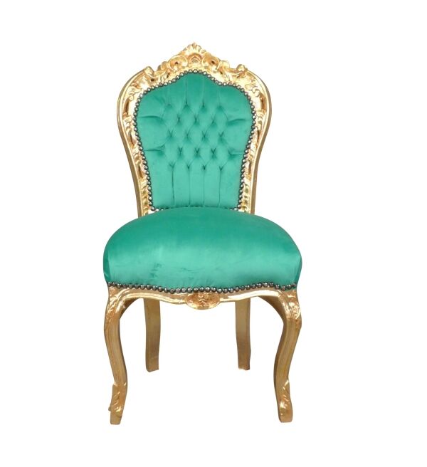 Chaise baroque en velours vert