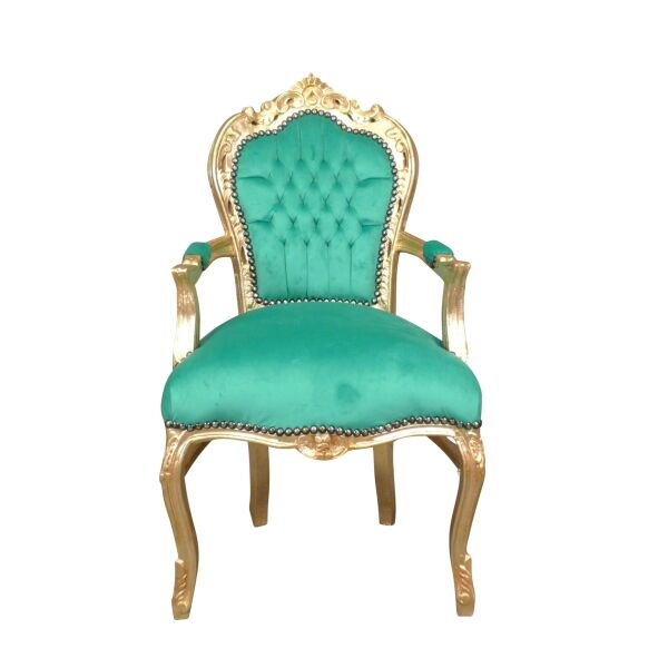Fauteuil baroque en velours vert