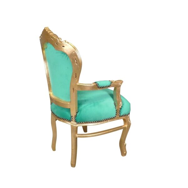 Fauteuil baroque en velours vert 3 Fauteuil baroque moderne en velours vert