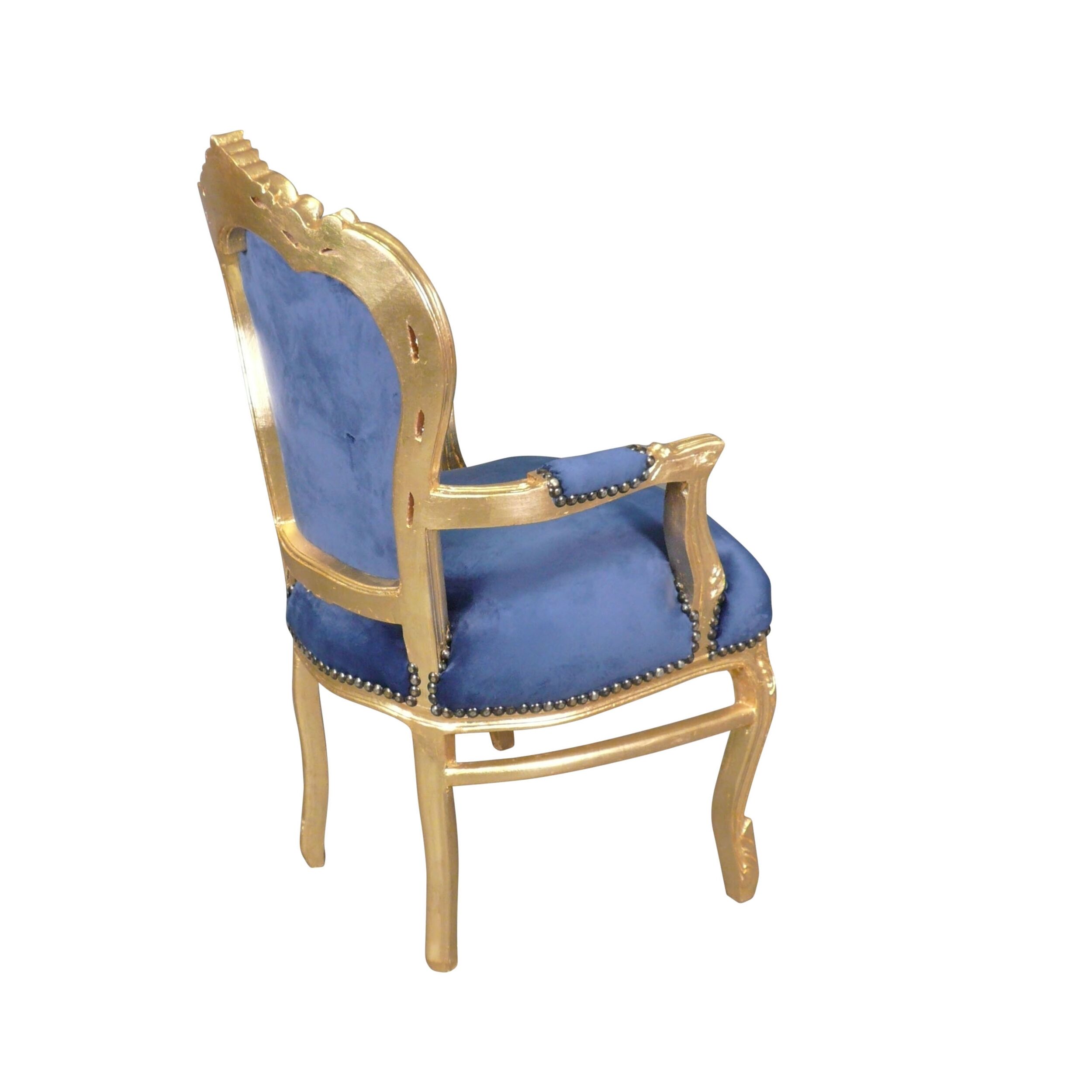 Fauteuil baroque velours en bleu 2 Fauteuil style baroque velours en bleu