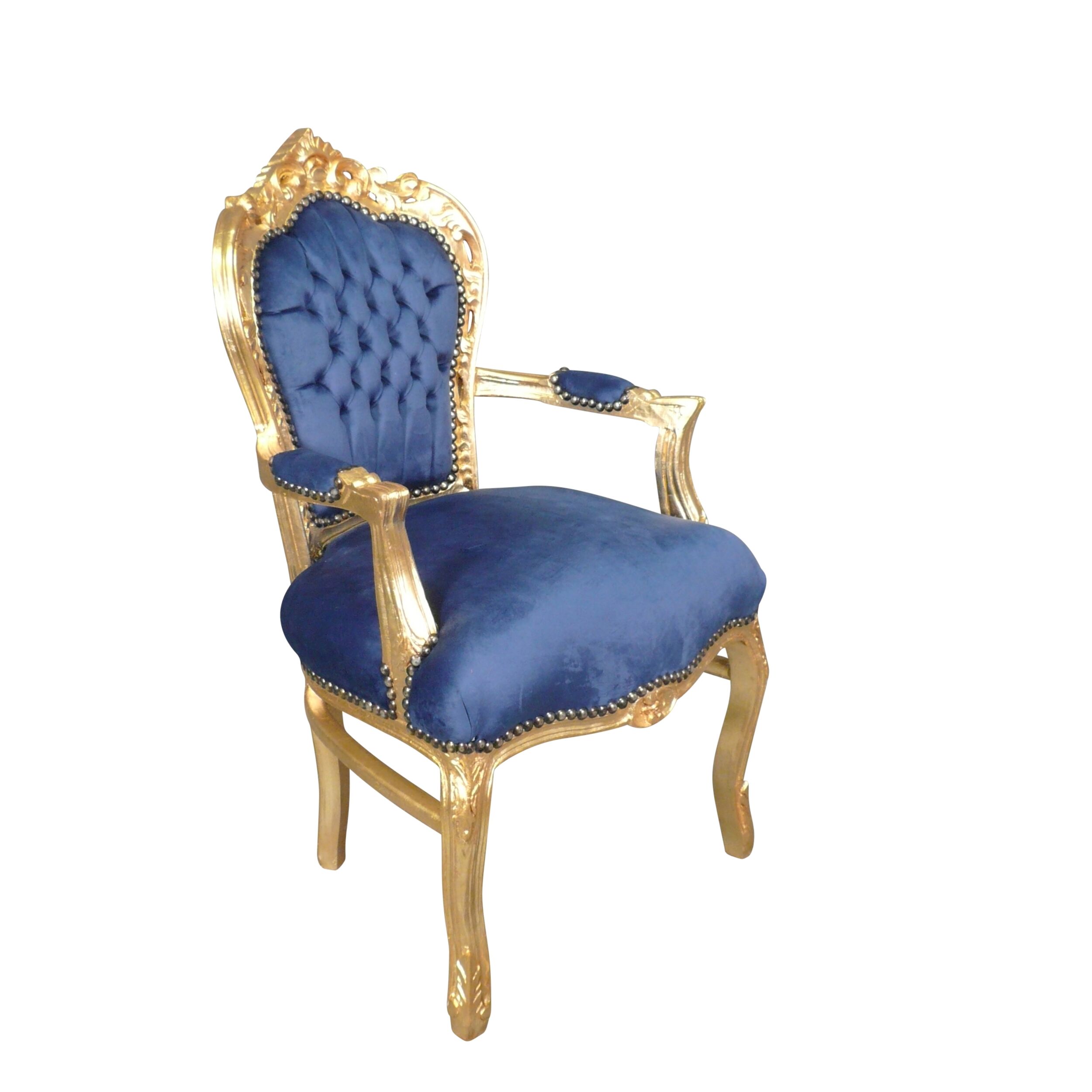 Fauteuil baroque velours en bleu 3 Fauteuil moderne baroque velours en bleu