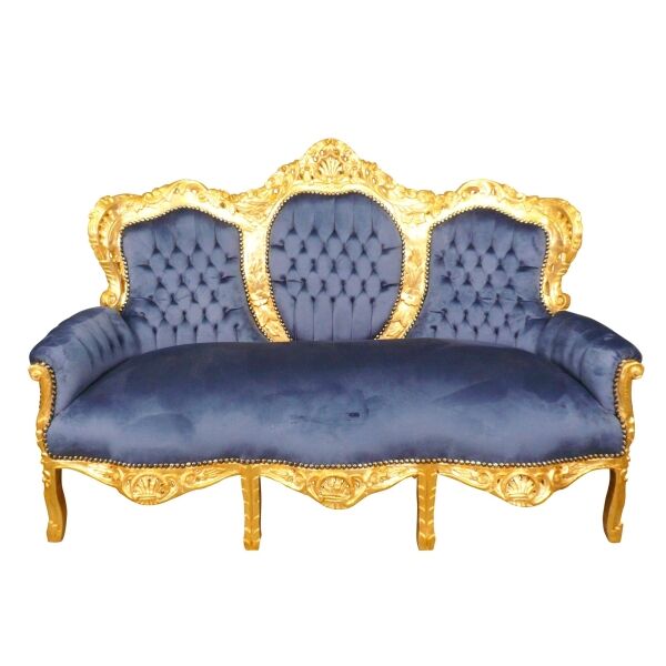 Canapé baroque en velours bleu