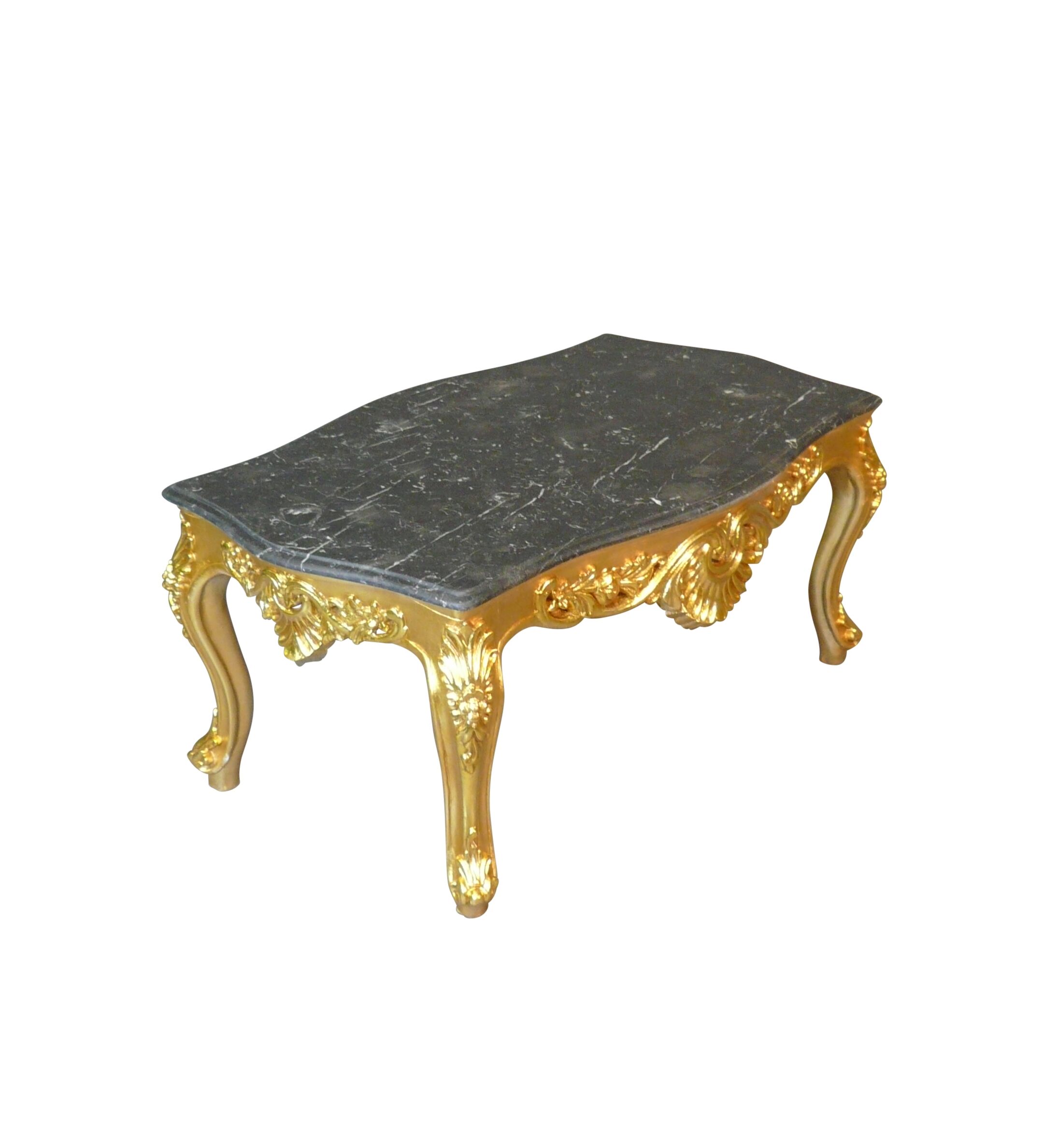 Table basse baroque en bois doré 4 Table basse baroque en bois or et marbre