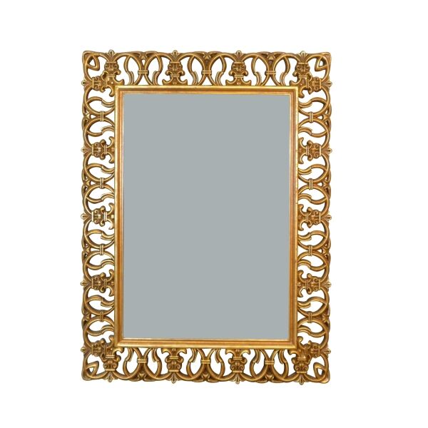 Miroir baroque en bois doré ajouré - H: 120 cm 2 Miroir baroque en bois doré ajouré rectangulaire