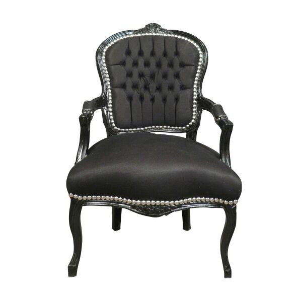 Fauteuil baroque Louis XV velours noir - Sièges Louis XV -