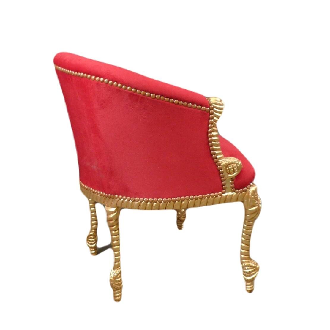 Fauteuil baroque rouge 4 pieds torsadés 2 Fauteuil baroque rouge 4 pieds torsadé