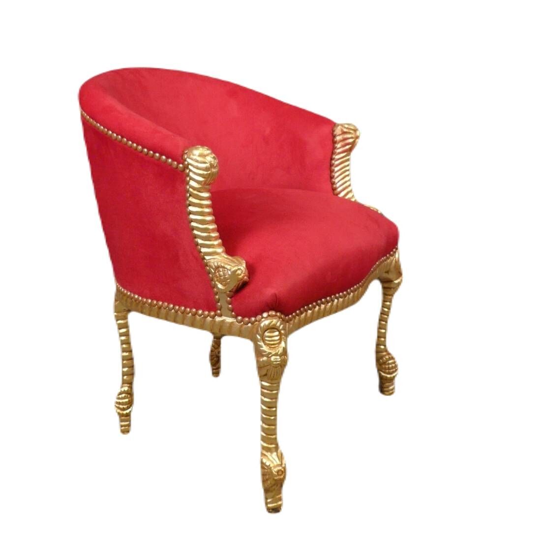 Fauteuil baroque rouge 4 pieds torsadés 3 Fauteuil baroque rouge 4 pieds torsadé