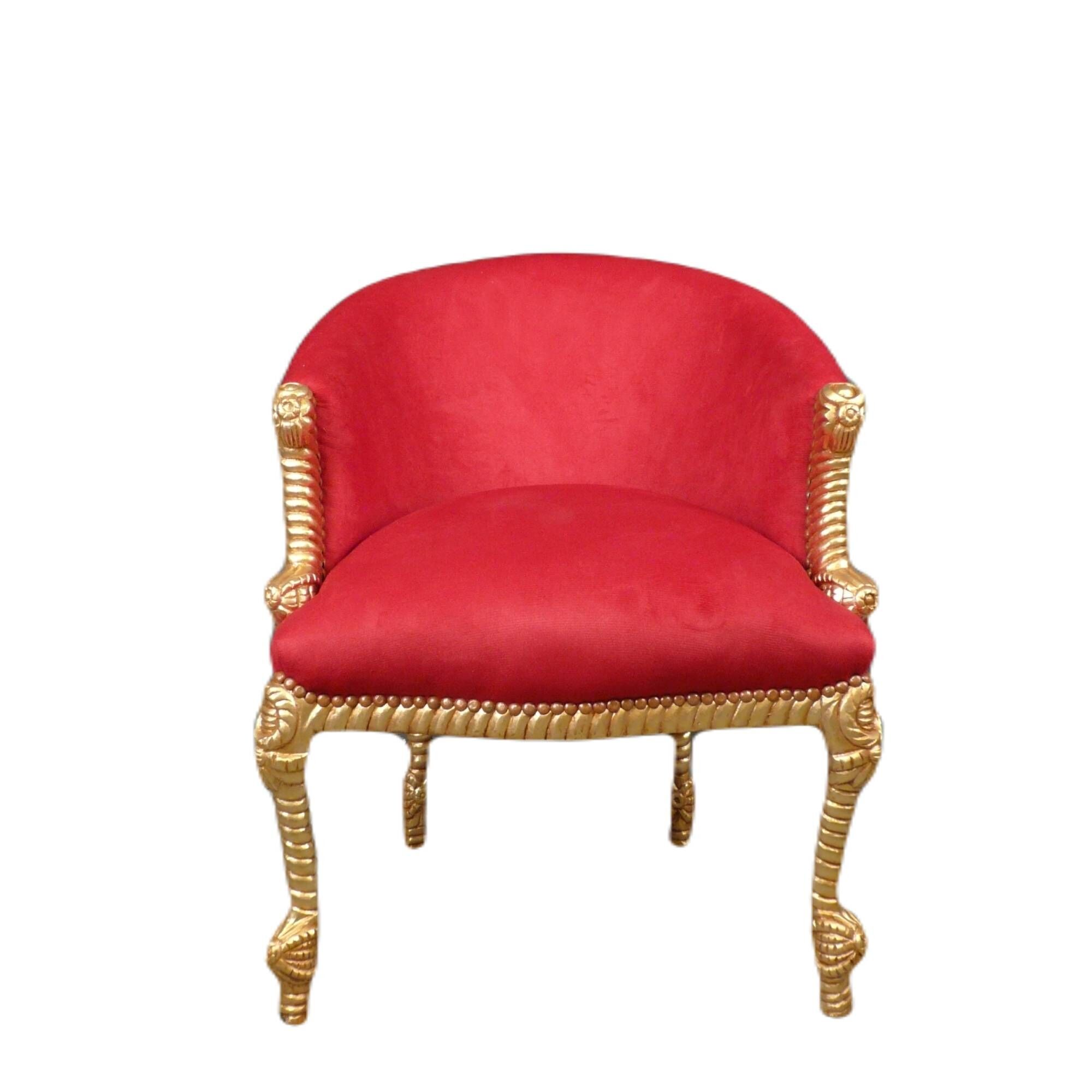 Fauteuil baroque rouge 4 pieds torsadés 4 Fauteuil baroque rouge 4 pieds torsadé