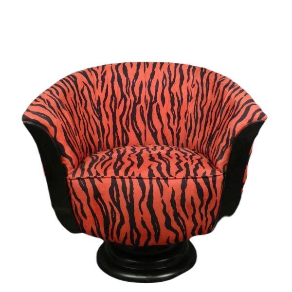 Fauteuil art déco Tulipe zébré rouge et noir