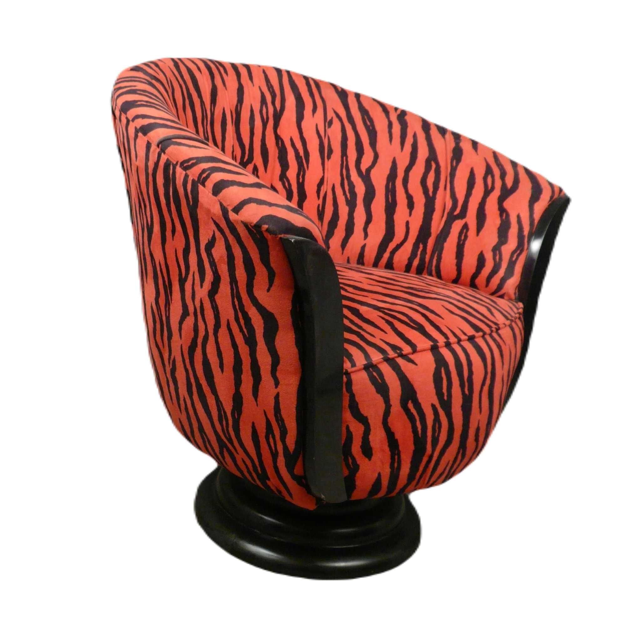 Fauteuil art déco Tulipe zébré rouge et noir 3 Meuble - Fauteuil art déco Tulipe zébré rouge et noir