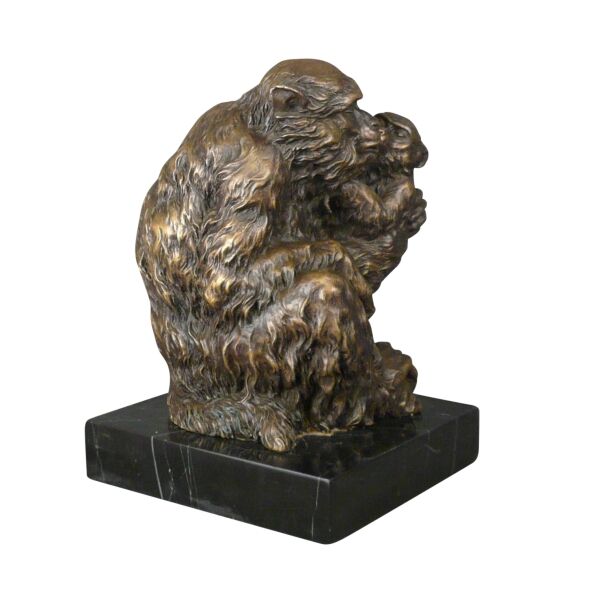 Statue en Bronze : Mère Singe et Son Petit 4 Bronze d'un singe et son petit