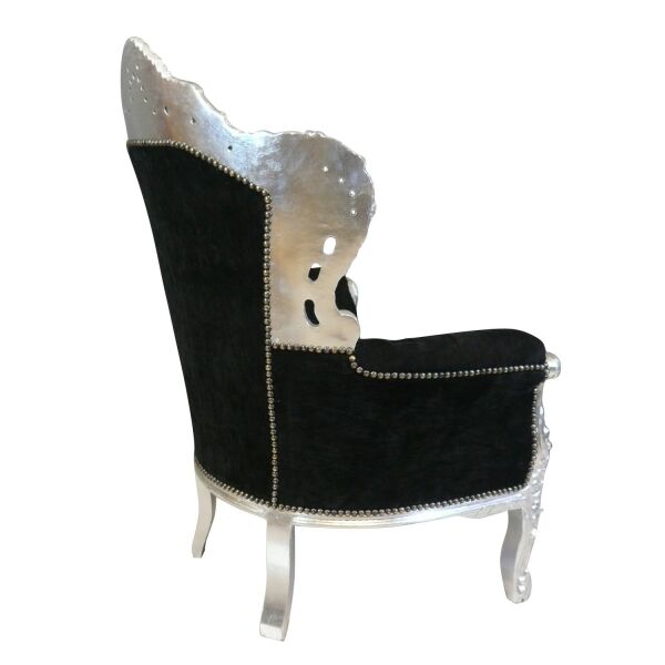 Fauteuil baroque royal noir et argent 2 Fauteuil baroque royal noir argent - Meuble baroque