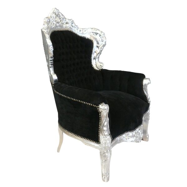 Fauteuil baroque royal noir et argent 3 Fauteuil baroque noir