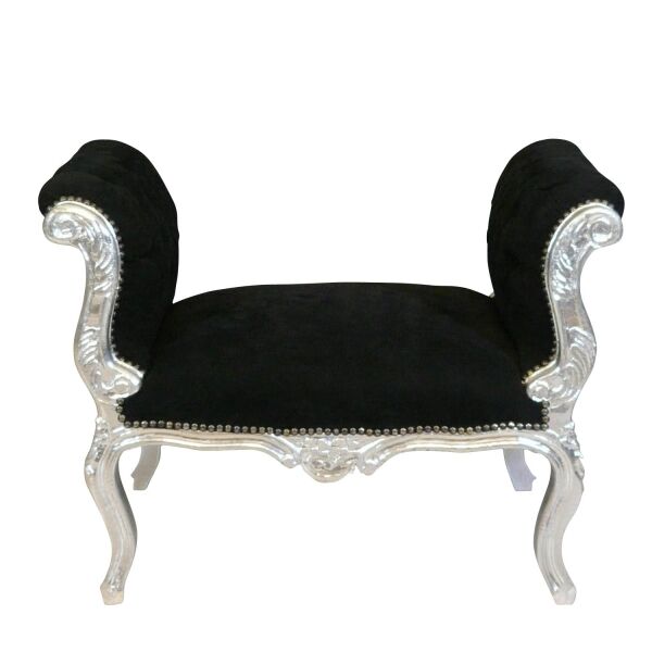 Banquette baroque noire et argent 1 Banquette baroque noire et argent