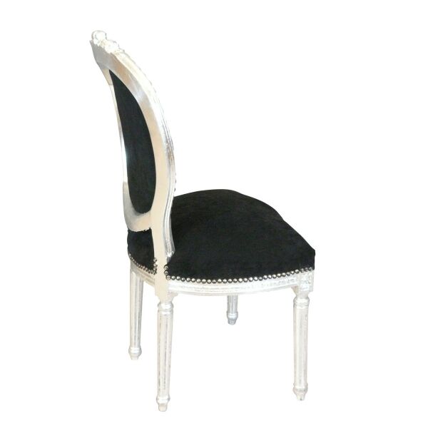 Chaise Louis XVI noire style baroque 2 Chaise Louis XVI noire - Meuble style baroque