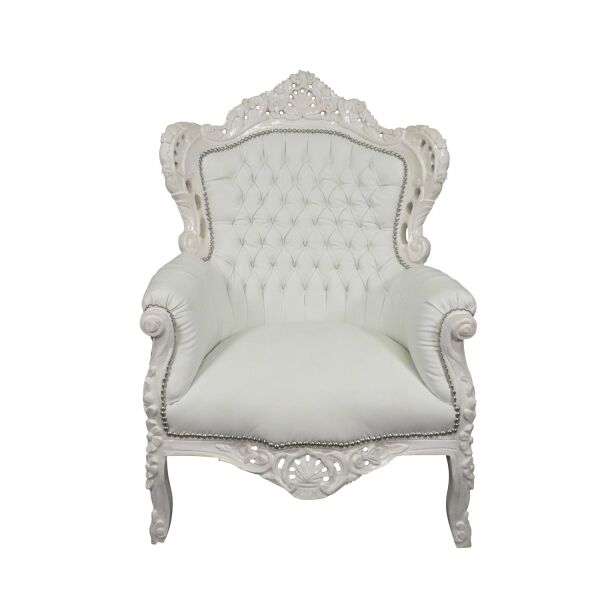 Fauteuil baroque blanc, meubles pour une deco moderne et élégante -